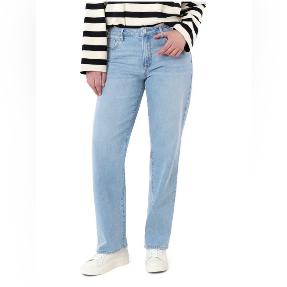 Seven7 High Rise Loose Fit Straight Jeans Light Blue NWT